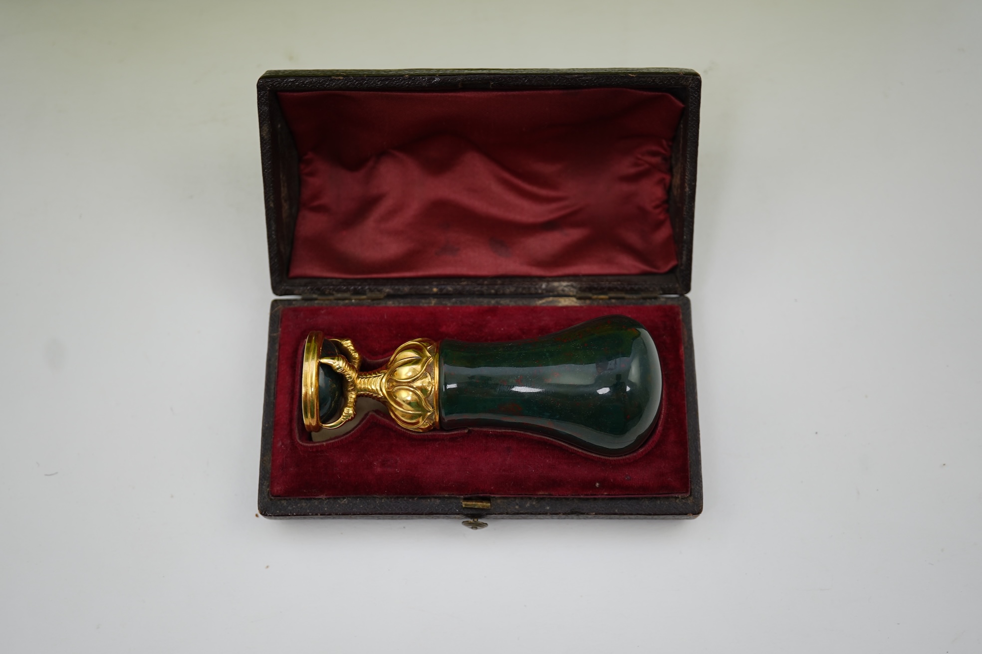 A fine gold-mounted bloodstone seal, mid 19th century